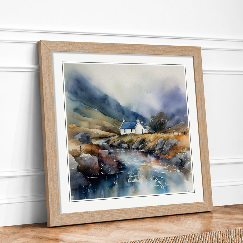 Scotland Watercolour - Framed Print, Oak