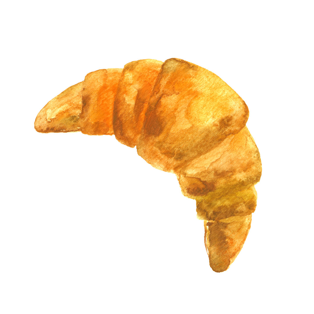 Croissant Isoliertes Aquarell von Aquamarinka - Leinwand Kunstdrucke