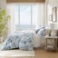 Ensemble de housse de couette en satin de coton 3 pièces 3 pièces, bleu marine / bleu-130472340