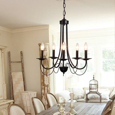 Lustre 5 lumières façon bougie Araiah noir
