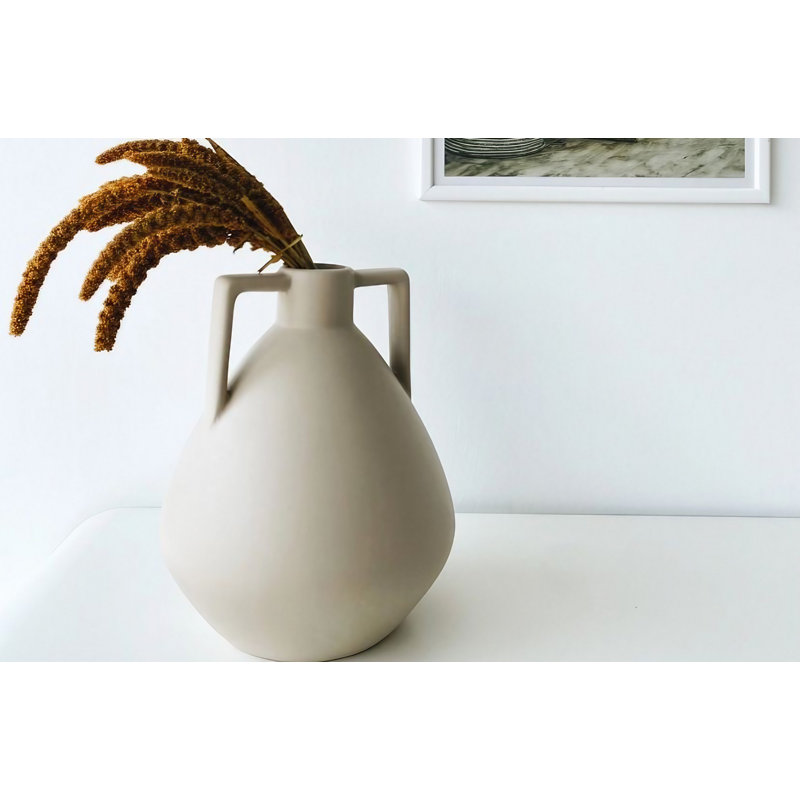 Clytie Ceramic Table Vase, Cream, 22cm H x 22cm W x 27cm D