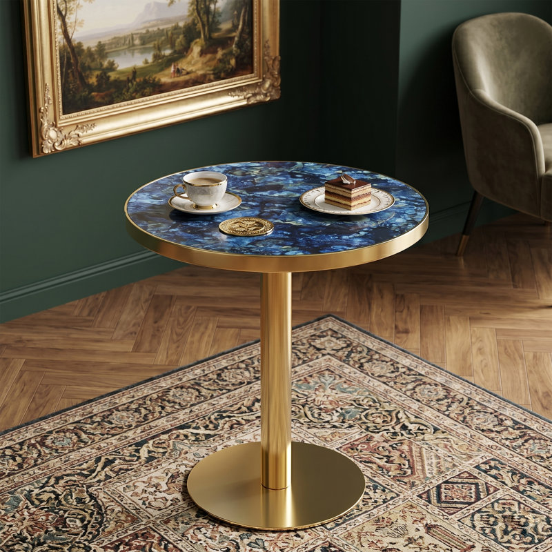 Petite table de salle à manger Modern, Blue/Gold
