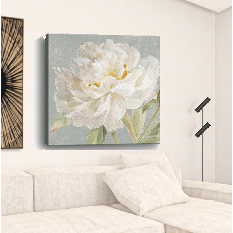 Art mural angélique avec pivoines blanches sans cadre