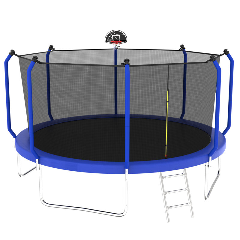 Trampoline 14FT avec panier de basketball, trampoline d'extérieur renforcé avec filet