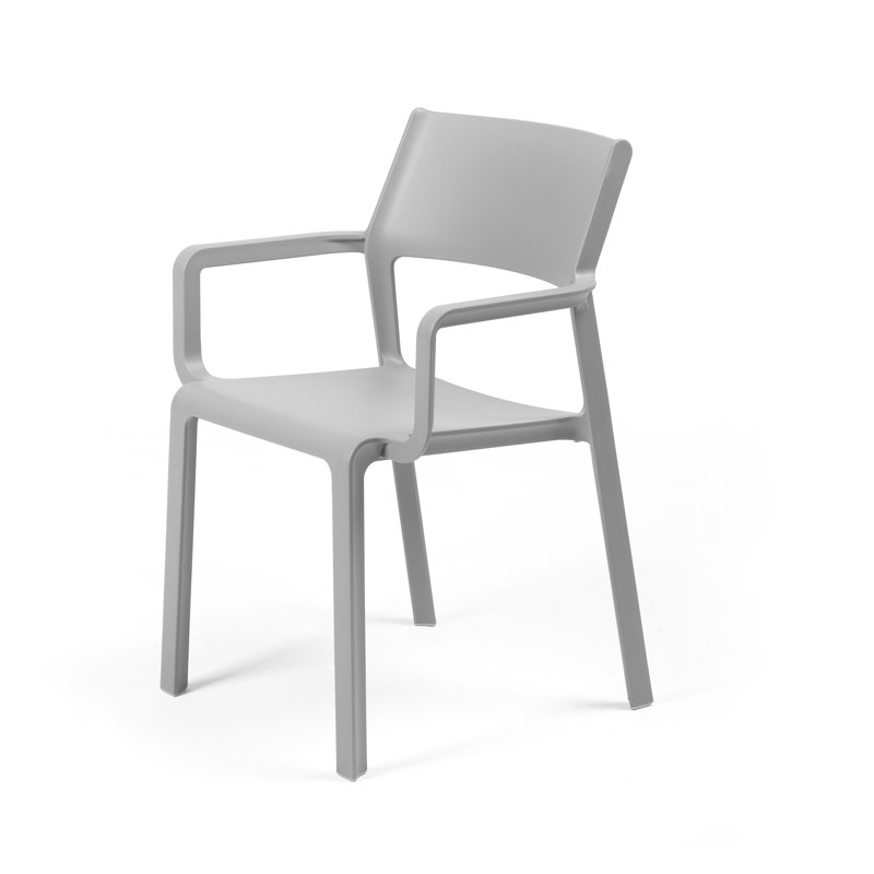Karle Stacking Patio Dining Armchair with Cushion, Grigio