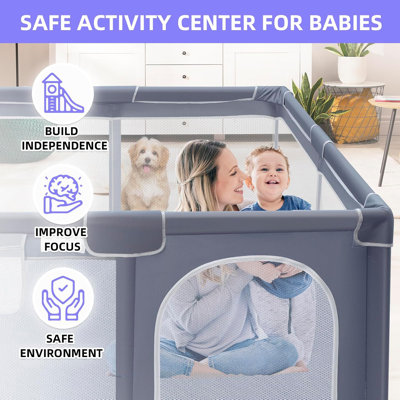 Parc pour bébé, aire de jeu pour enfants, grande aire de jeu pour l'intérieur et l'extérieur, clôture de sécurité robuste pour bébé avec filet doux et respirant pour tout-petit