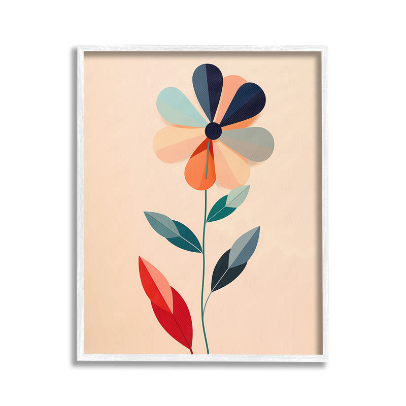 Motif géométrique de marguerite, Giclée encadrée noir minuit, H 30 po x l 24 po