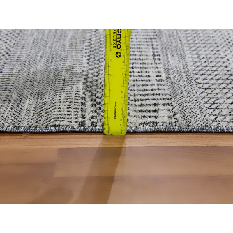 3'x4'10" Stone Eagle Gray Undyed Wool Grass Design Hand Knotted Rug F996F711BB3C4A4F8FC6F4DE713B993B