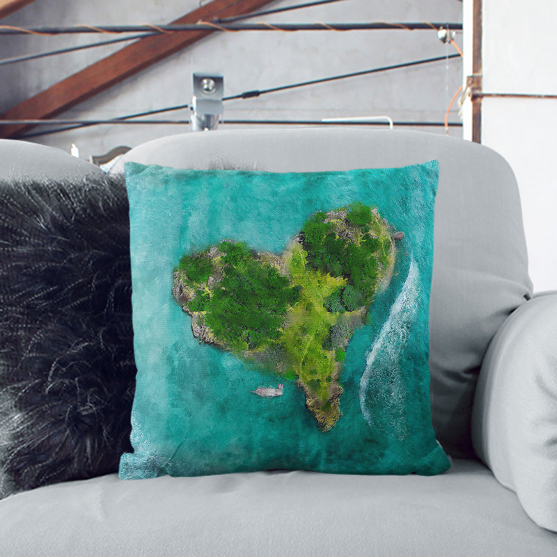 The Heart Of The Island Square Throw Cushion, Black, 55cm H x 55cm W x 20cm D