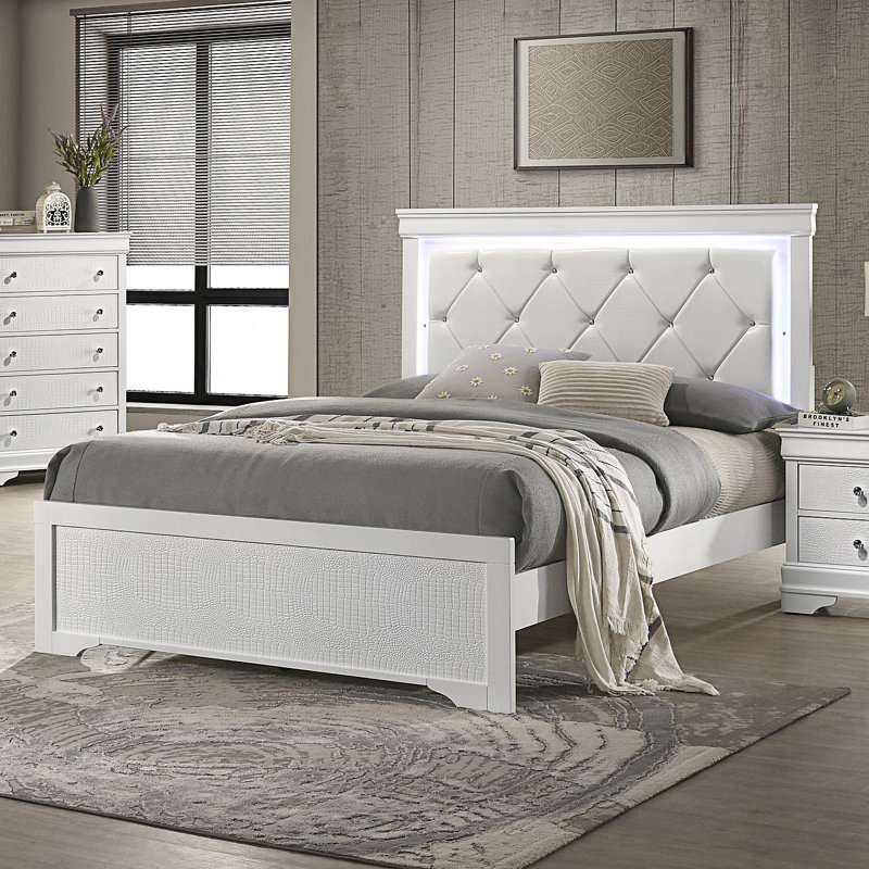 Lit simple rembourré de style moderne