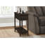 Table d'appoint, 2 niveaux, table de bout, table de bout, étroite, table de chevet, chambre à coucher, tiroir de rangement, lampe, placage brun, transitionnel-150051287