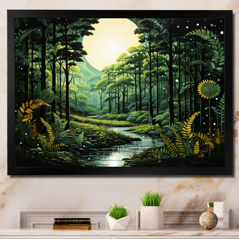 Ferns Plant Serene Reflections II - reproduction, Cadre simple noir, H 30 po x l 40 po x P 1,5 po