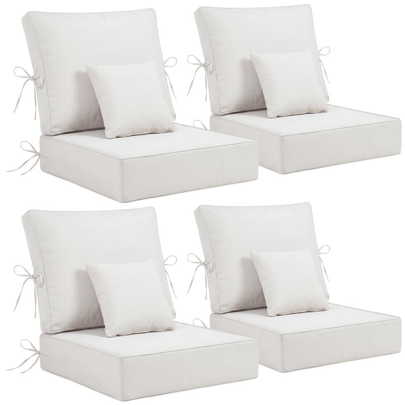 Back & Seat Patio Cushions For Outdoor Furniture 24 X 24  X 6  Inch, Outdoor Replacement Cushion Set Of 4, Weather Resistant Patio Chair Cushions With Removable Cover And Straps, Navy Blue