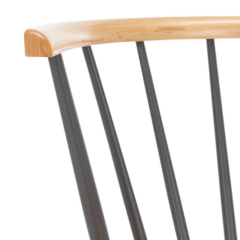 Baek 45cm Solid Spindle Back Arm Chair, Natural/Grey