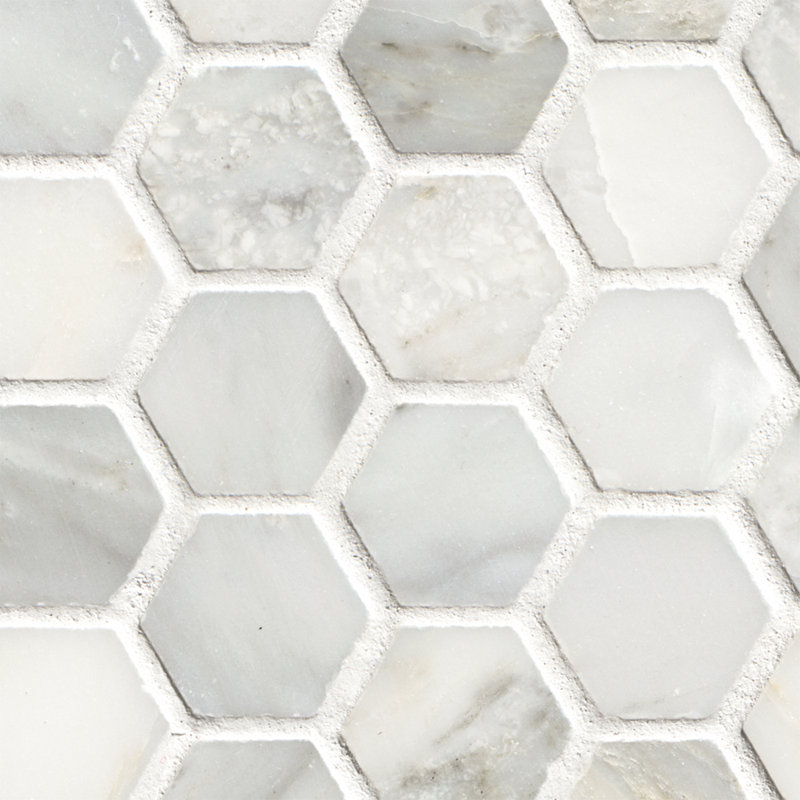 MSI Arabsecato Carrara 1" Hexagon 12 in. x 12 in. Honed Marble Mosaic Floor and Wall Tile, Arabsecato Carrara