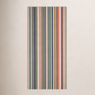 Godina Blue Red Hand-Woven Striped Rug