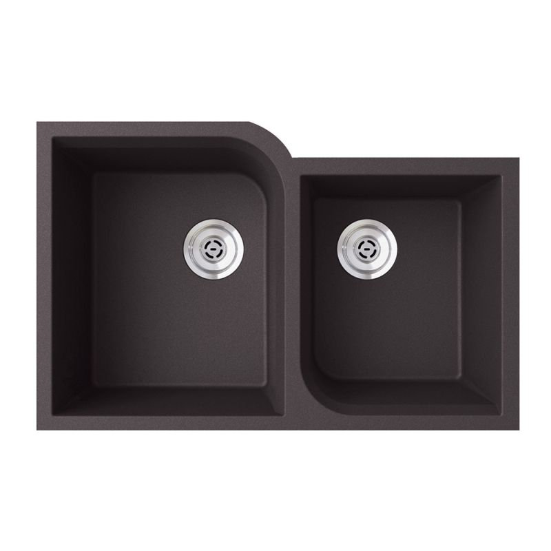 Évier de cuisine à double cuve encastré 33 po x 22 po granite, Metallico