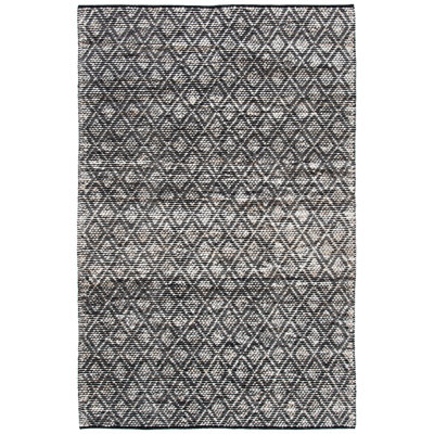 Tapis en laine / coton tissé à la main Natura en noir / ivoire