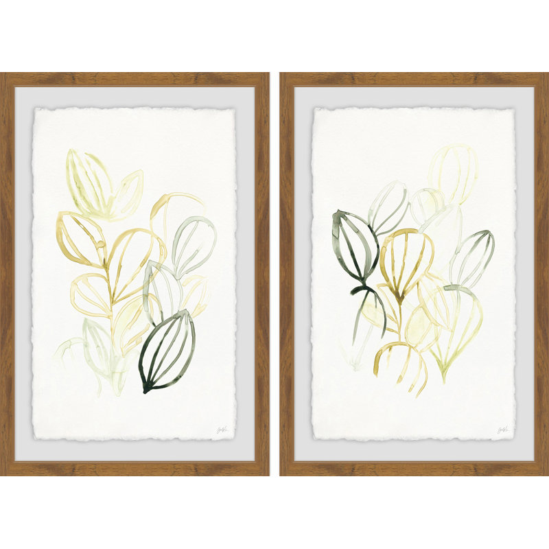 « seed spectrum iii », ensemble de 2 reproductions de peintures à l’aquarelle encadrées, H 18 po x l 12 po x L 1,5 po