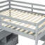 Lit mezzanine double gris avec 7 tiroirs, 2 tablettes et un bureau