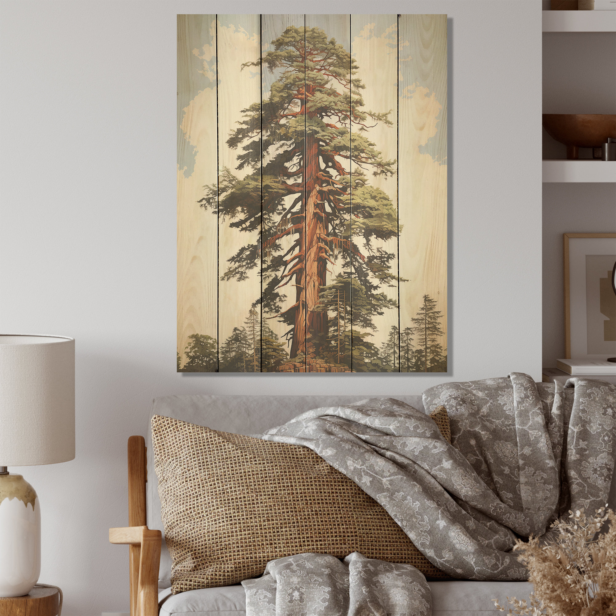 Lark Manor Redwoods Rise Solitude Landscape I Tree Redwood Wood Panel