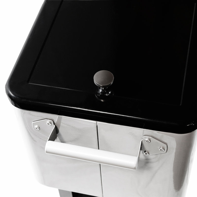 Gray 80 Quart Rolling Steel Cooler with Wheels and Shelf