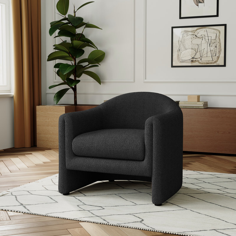 Esly 82Cm Wide Barrel Chair, Dark Grey Teddy