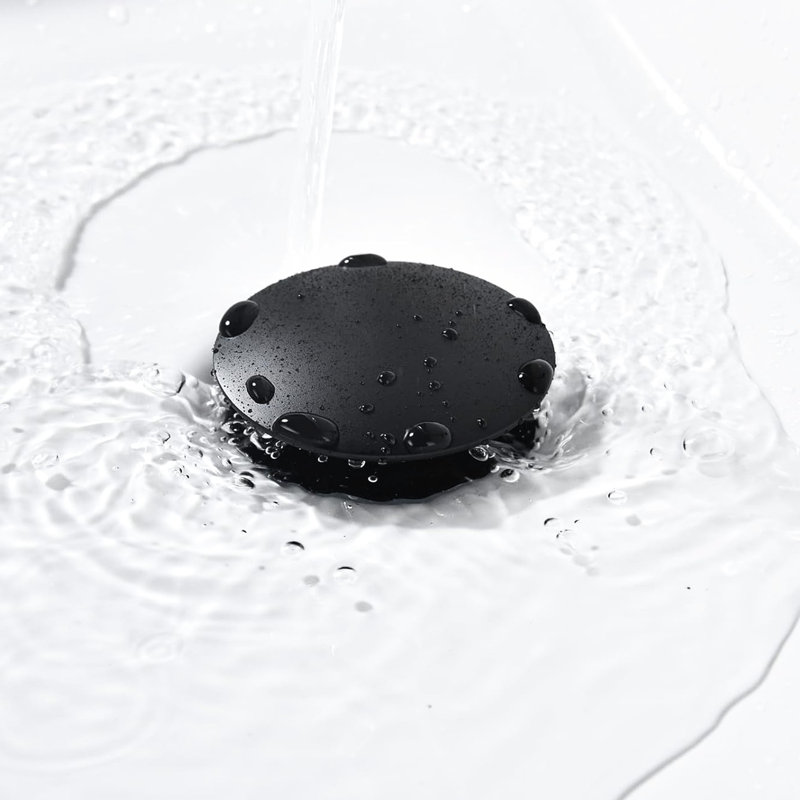 Robinet de lavabo de salle de bain avec bec cascade à poignée simple avec drain escamotable en acier inoxydable noir mat pour les éviers sans corrosion