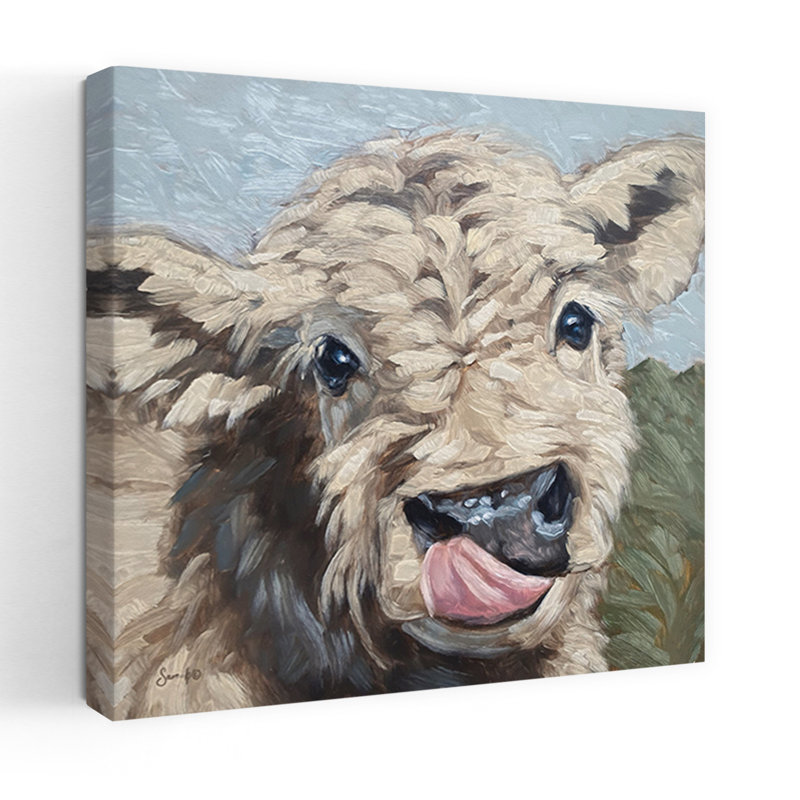 «Faire des amis», art contemporain abstrait de vache d'abeille, H 32 po x l 32 po