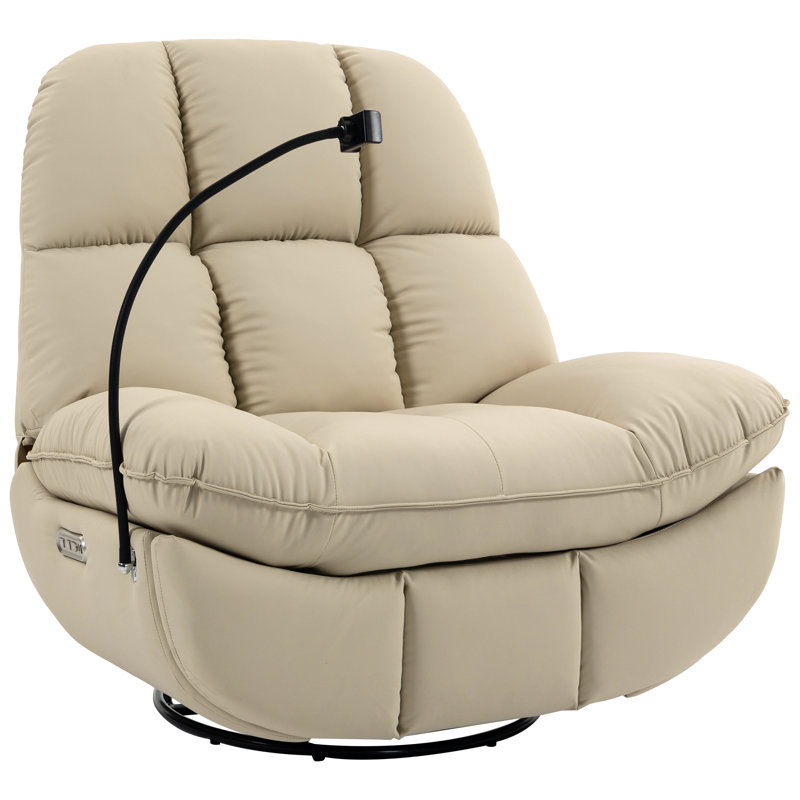 44.5 ” Power Swivel Rocking Recliner Voice Control Bluetooth USB & TYPE-C Port Phone Holder & Storage, Beige