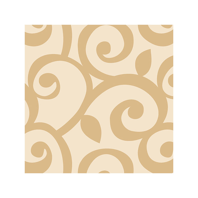 Papier peint à feuilles ondulées 32,7 pi x 20,5 po Elwell, Beige