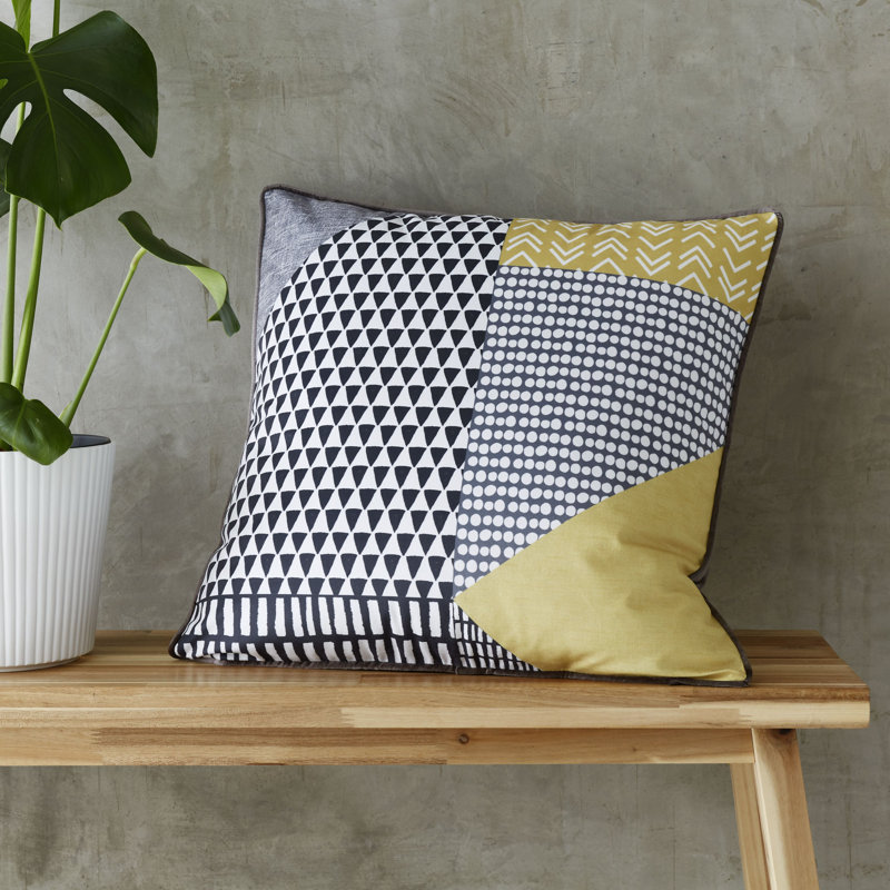 Larsson Geometric Cushion with Filling, Ochre