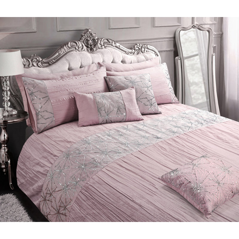 Crinkle Glitter Sequin Panel Shimmering Duvet Set