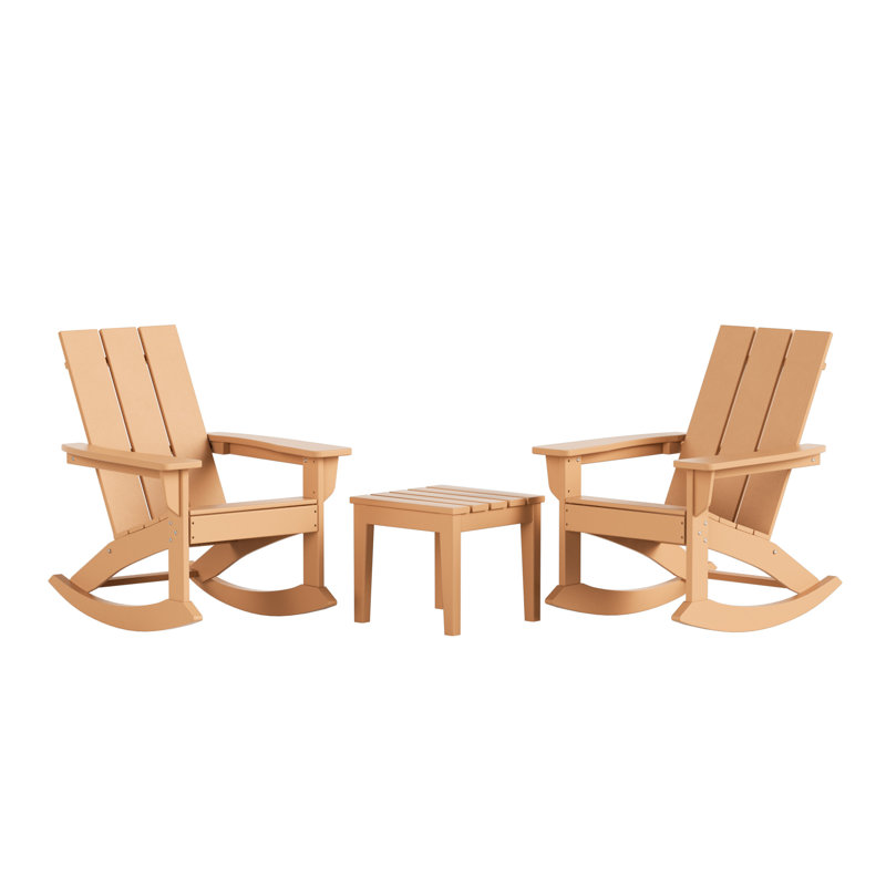 Chaise berçante d'extérieur en plastique Joubert, Teck