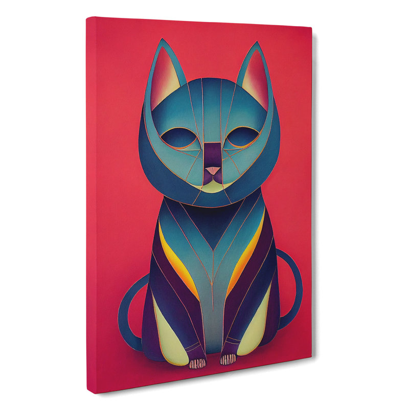 Modern Cat No.3 Abstract - Wrapped Canvas, 60cm H x 40cm W x 3cm D