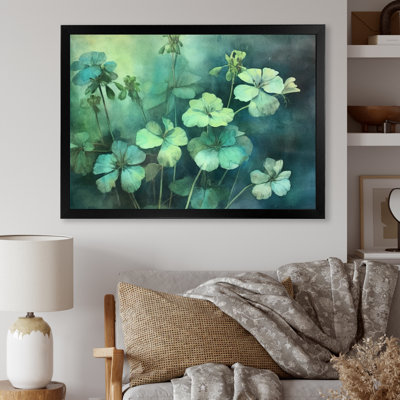«Green Teal Geraniums Flower Euphony», reproduction sur toile