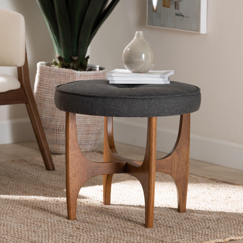 Upholstered Ottoman, Dark Gray 100% Polyester
