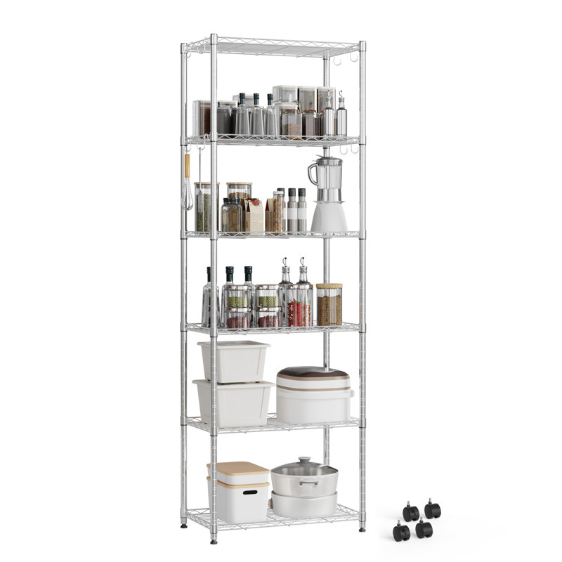 6-Tier Metal Shelving Units, Silver