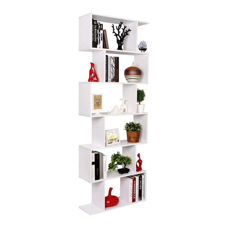 Barnouski 192cm H x 80cm W Geometric Bookcase, White