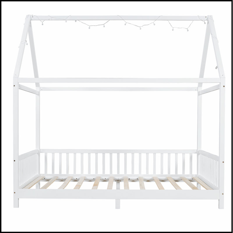 Lit en bois avec garde-corps et DEL, parfait pour l'imagination des enfants et la sécurité dans la chambre à coucher