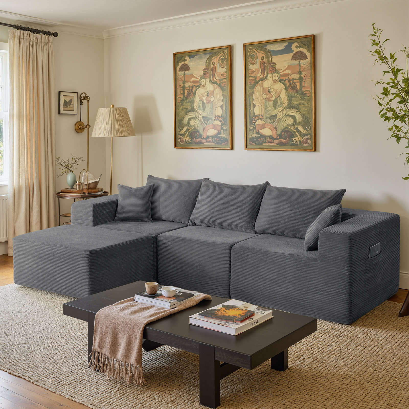 Ivy Bronx Foldable Three Person Fabric Sofa Bed, high Rebound Density ...