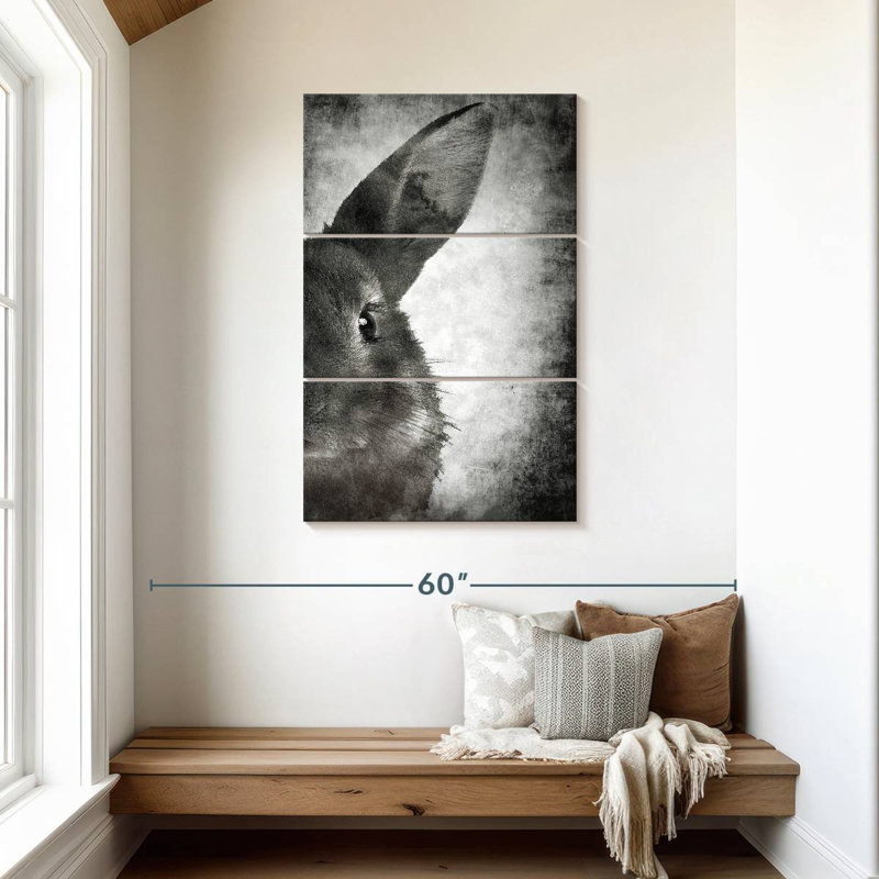 Brampt Bunny Face Black And White, 45" H x 28" W