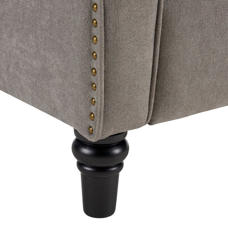 29.5" Wide Classic Push Back Recliner with Thufted Back and Rivets, Gray