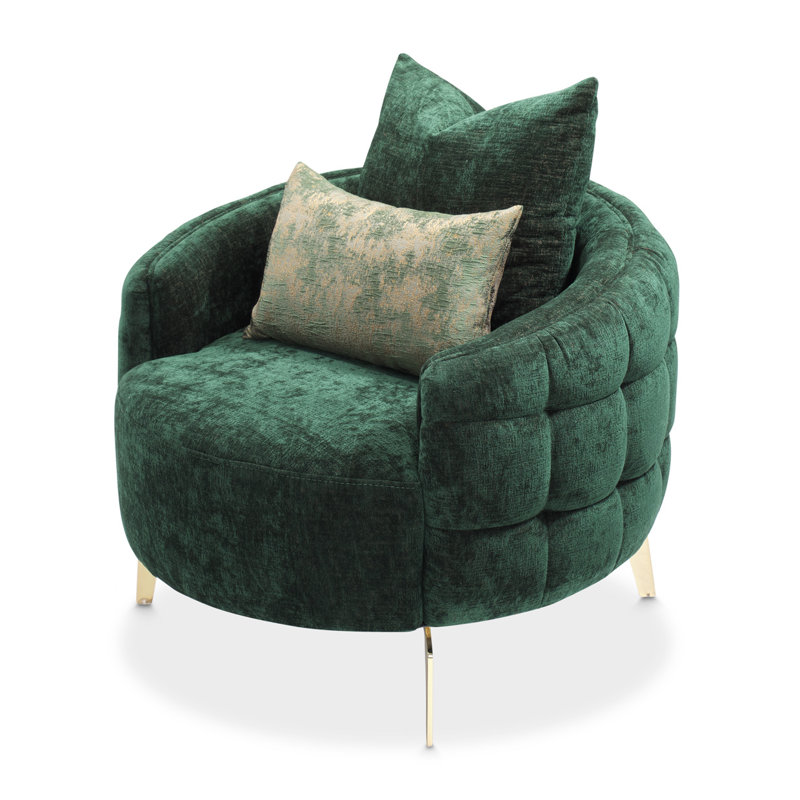A La Carte Barrel Chair, Gold, Emerald Chenille