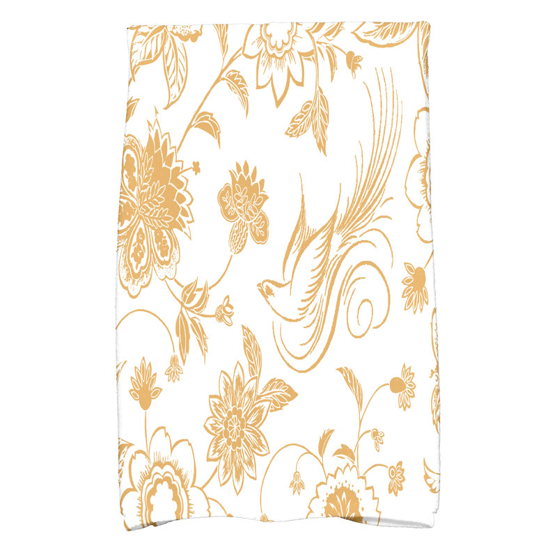 Floral Tea Towel Kitchen Towel, Gold