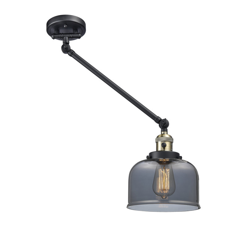 Bras pivotant en nickel satiné à 1 lumière à intensité variable Angelluis, Ampoule incandescente rétro à intensité réglab
