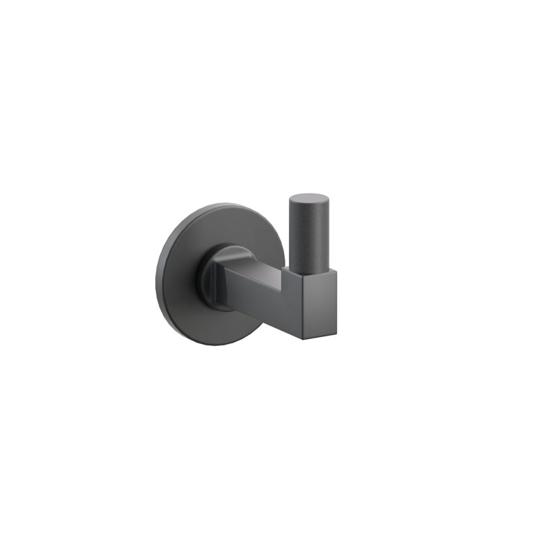 Emtek Select Single Hook w/ Small Disc Rosette, Square Stem & Knurled Tip, Flat Black