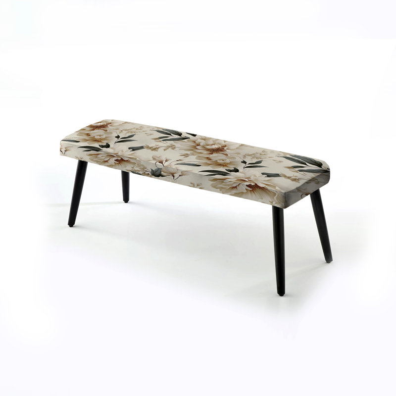 Motif victorien minimaliste chic - Banc rembourré floral noir