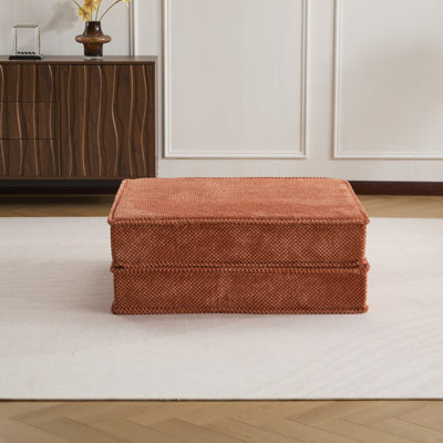 Canapé à compression Mahjong, canapé-lit convertible au sol, canapé modulaire modulaire désossé DIY, aucun assemblage requis, tissu polaire circulaire, 1 repose-pieds, orange