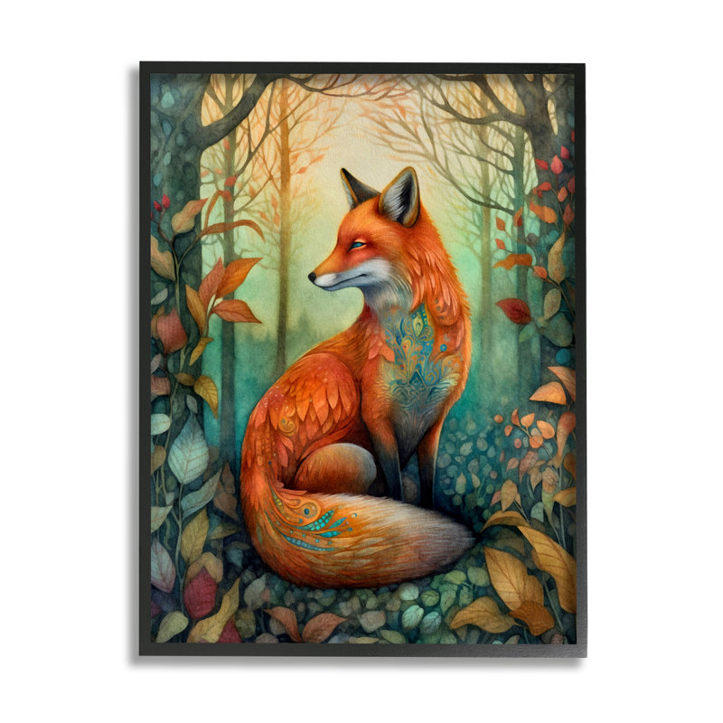 ba-425 - Cadre de renard vibrant dans un feuillage de forêt par The Dutch Lady, reproduction d'art sur toile